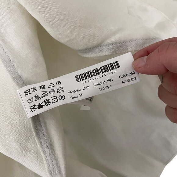 Massimo Dutti Womens Midi Dress Size M White Black stripe Flowing 6653/591 NWT - Picture 11 of 14